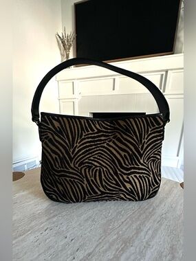 Vintage Y2K  genuine leather animal print shoulder bag purse